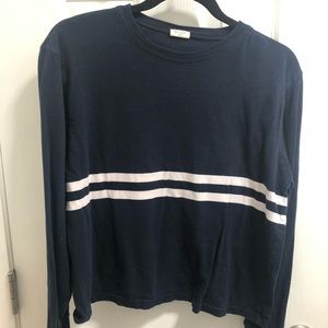 Brandy Melville Navy Longsleeve with white stripes